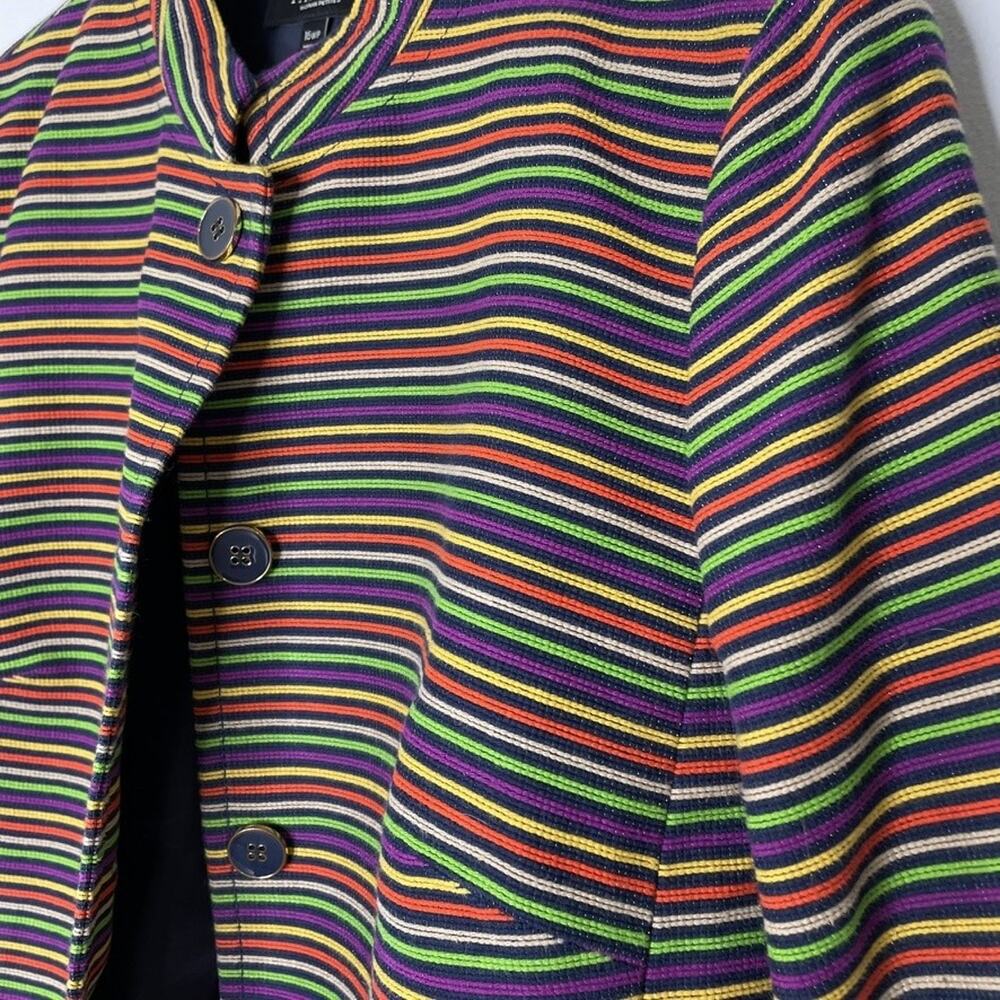 Talbots Jacket Womens 16WP Multicolor Striped Button Front Blazer Petite Lined
